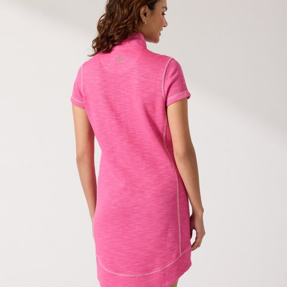 NWT Tommy Bahama Tobago 1/2 Zip Dress - Cabana Pink - XL - Picture 2 of 10